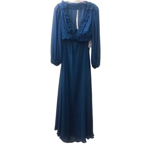 Lovely Harlow Bishop Sleeve Cutout Dress Dusk Blue 0 NWT - Picture 5 of 9